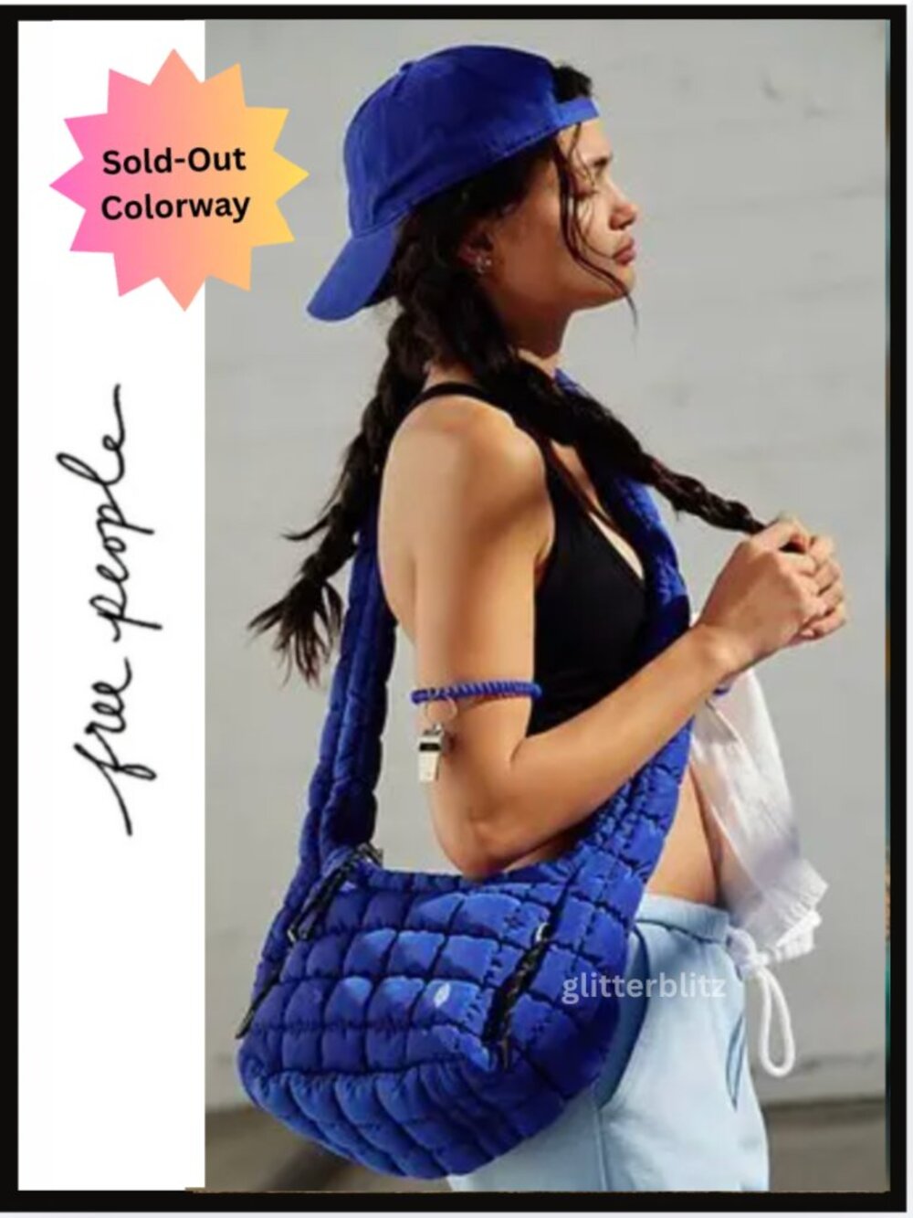 Free People Mini Carryall Sling Bag - Quilted Carryall Athletic Blue